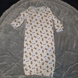 White Baby Gown with Puppy & Paw Print